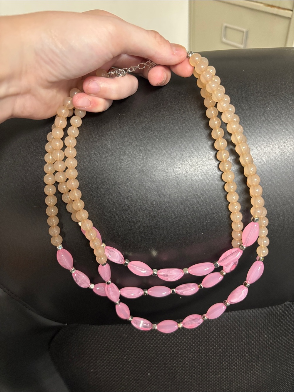 Pink and Peach Multi-Strand Beaded Necklace - Women Jewelry